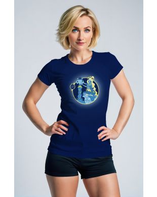 Helen Aquarius Goddess Unisex T-Shirts with Starry Water Flow Design in Aquarius Blue