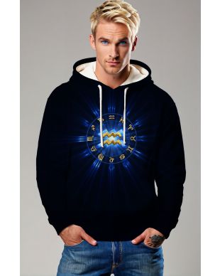 Aquarius Zodiac Wheel Unisex Blue Hoodie