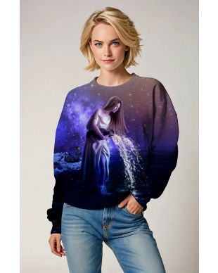 Aquarius Myth Water Bearer Unisex Purple Galaxy Seascape Sweatshirt