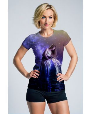Aquarius Myth Water Pouring Unisex T-Shirts in Serene Purple