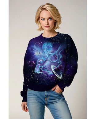 Starry Night Aquarius Mythical Unisex Sweatshirt in Blue