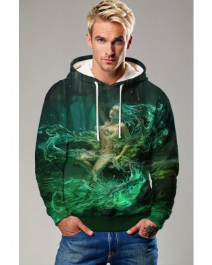 Mythical Aquarius Splash Unisex Hoodie in Forest Green