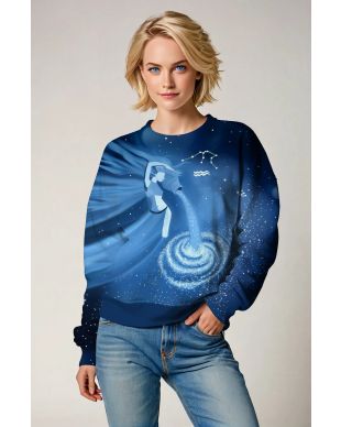 Athenian Aquarius Glitter Cascade Unisex Sweatshirt in Midnight Blue