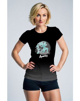 Aquarius Hephaestus Cartoon Unisex T-Shirt in Black Gradient