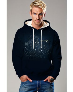 Aquarius Star Symbol Unisex Hoodie in Midnight Blue