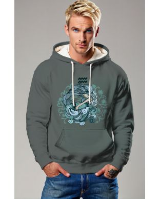 Aquarius Hoodies Green Unisex Cartoon Style Helen with Water Jug Graphic