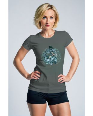 Aquarius Helen Cartoon Style Unisex T-Shirts in Moss Green