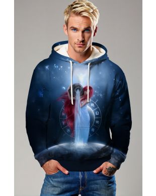 Alcmene Aquarius Constellation Galaxy Hoodie in Midnight Blue