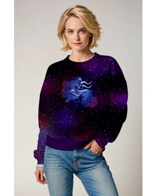 Dreamy Purple Aquarius Goddess Stellar Sweatshirt