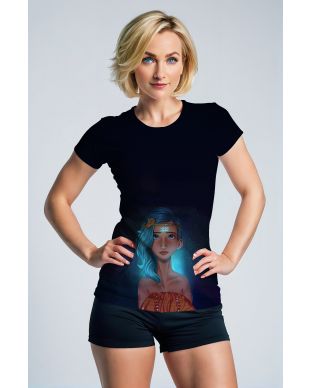 Aquarius Goddess Helen Unisex T-Shirts with Light Blue Symbol on Blue Starry Background