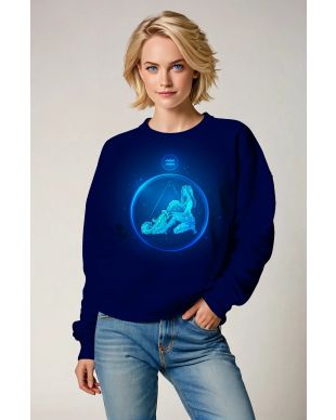 Aquarius Hercules Starlit Unisex Blue Sweatshirt with Symbol