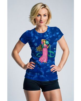 Green Ribbon Alcmene Aquarius Mythology Unisex T-shirts with Blue Starry Sky Cloud Design