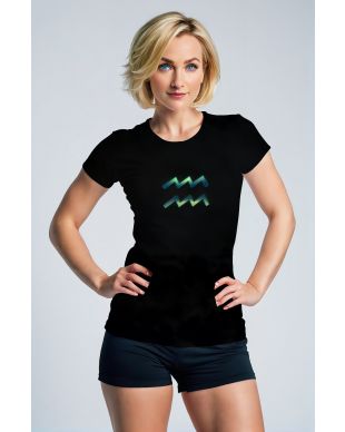 Aquarius Symbol Gradient Tee Unisex in Black