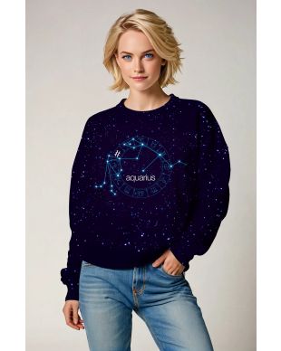 Aquarius Starry Night Sky Unisex Sweatshirt in Blue