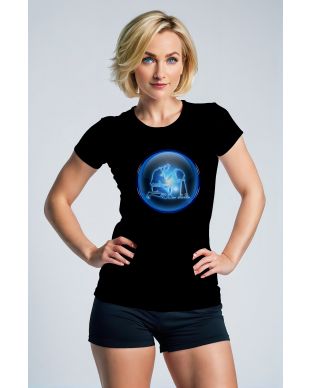 Hephaestus Guardian Aquarius Unisex Black T-shirts with Glowing Orb Design