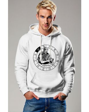 Aquarius Guardian Uranus Symbol Unisex White Hoodie
