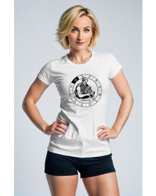 Aquarius Guardian Uranus and Zodiac Circle Unisex White T-shirt