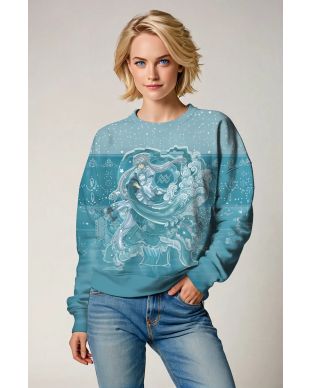 Green Aquarius Guardian Sweatshirt with Mythical Splash Design