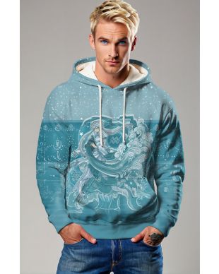 Aquarius Guardian Myth Hoodie in Green with Zodiac Splash Design
