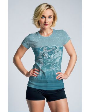 Aquarius Guardian Mythical Water Splash Unisex T-shirts with Green Background