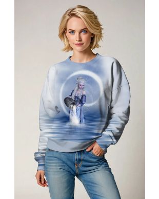 Aquarius Goddess Alcmene Flowing Water Unisex Sweatshirt in Light Blue