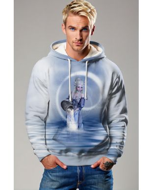 Aquarius Goddess Alcmene Flowing Water Hoodie in Light Blue