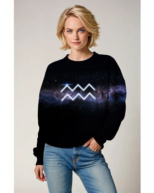 Aquarius Glow in the Dark Starry Night Sweatshirt Unisex in Black