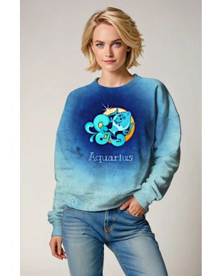 Aquarius Gradient Blue Unisex Sweatshirt with Water Bearer Symbol