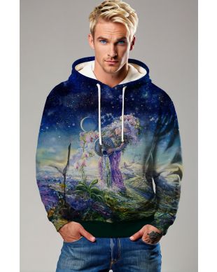 Aquarius Goddess Alcmene Garden Purple Dress Blue Starry Sky Unisex Hoodie