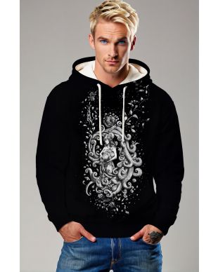 Aquarius Guardian Waterflow Vine Wrap Hoodie in Black