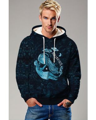 Aquarius Moon Cartoon Hoodie in Green with Hephaestus Design
