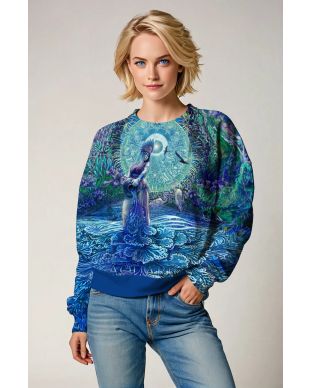 Alcmene Aquarius Guardian Unisex Sweatshirt in Blue Garden Flow