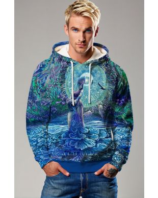 Aquarius Guardian Unisex Hoodies with Alcmene's Garden Flow Design in Blue