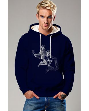 Aquarius Guardian Hephaestus Graphic Unisex Hoodie in Deep Blue