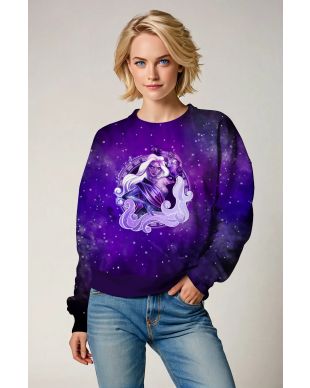 Aquarius Goddess Alcmene Purple Starry Sweatshirt Unisex
