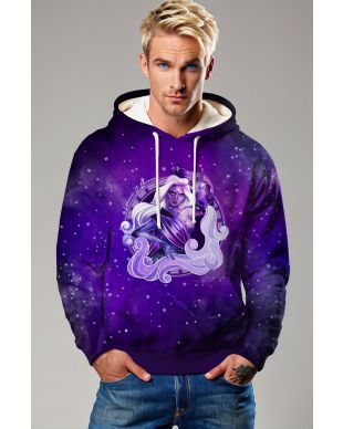 Aquarius Goddess Alcmene Purple Unisex Hoodie with White Star Accents