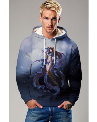 Aquarius Guardian Hercules Unisex Hoodie with Gradient Sky Blue Design