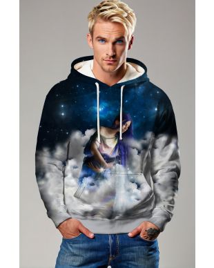 Aquarius Goddess Alcmene Unisex Hoodie in Celestial Blue with Purple Highlights
