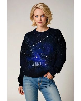 Aquarius Starlight Blue Night Sky White Symbol Purple Unisex Sweatshirts