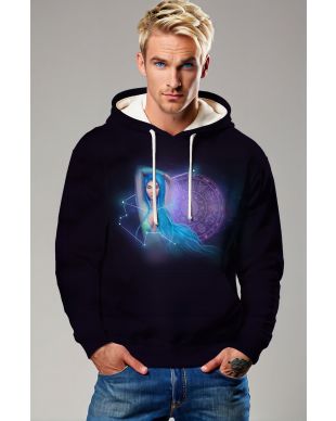 Wisdom Goddess Alcmene Aquarius Constellation Purple Star Chart Black Hoodie Unisex