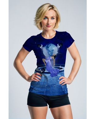 Helen's Cosmic Dance Aquarius Unisex T-Shirts with Starry Sky and Giant Planet Design