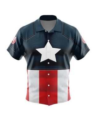 Captain America Marvel Button Up Hawaiian Shirt