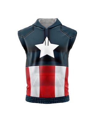 Captain America Cosplay Marvel Sleeveless Hoodie