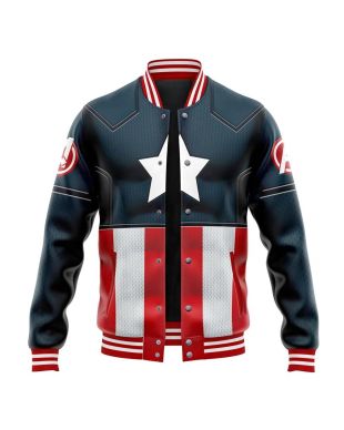 Captain America Cosplay Marvel Varsity Jacket