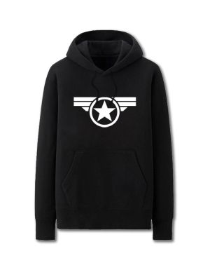 Captain America Solid Color Star Chest B Marvel Inspired Hoodie Solid