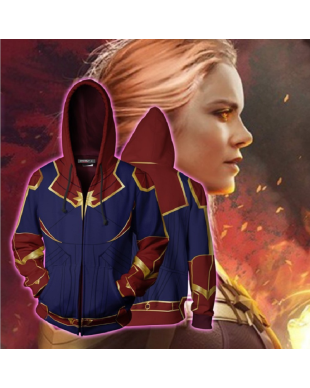 Marvel Carol Danvers Zip Up Marvel Inspired Zip Up Hoodie Unisex