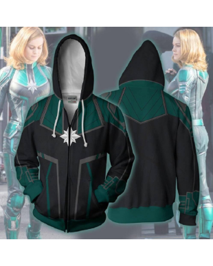 Marvel Carol Danvers Zip Up Marvel Inspired Zip Up Hoodie Classic Fit