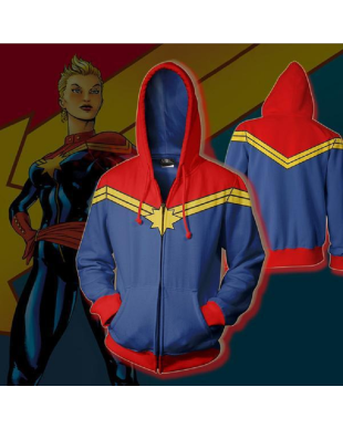 Marvel Carol Danvers Zip Up Marvel Inspired Zip Up Hoodie