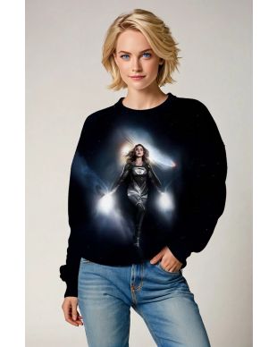 Dark Blue Supergirl Galaxy Crewneck Sweatshirt