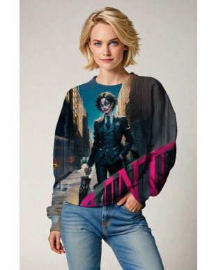 Black Joker City Scene Crewneck Sweatshirt